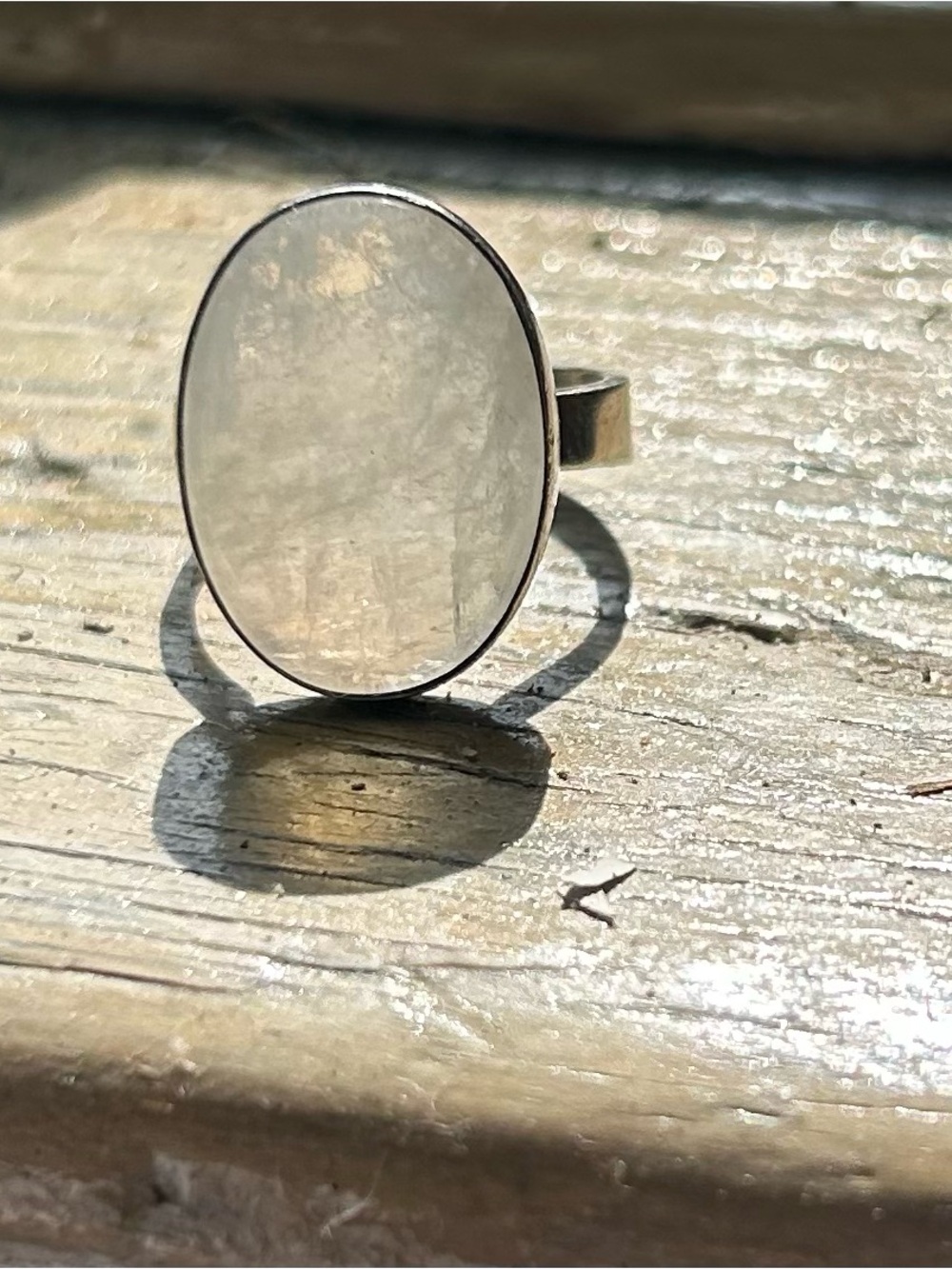 925 Sterling Silver Moonstone Oval Ring - White Moonstone